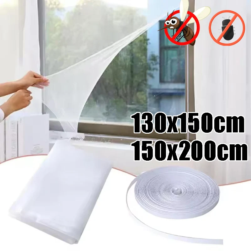 Mosquitera de malla con velcro autoadhesivo, reforzada, invisible y transpirable para ventana, fácil instalación DIY para el hogar y la oficina