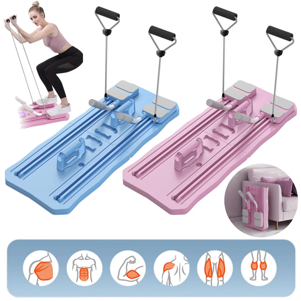 Abdominal Exercise Board Fitness Board with Mat Pilates Reformer Set Automatic Rebound Multifunctional for Men Women home Gym