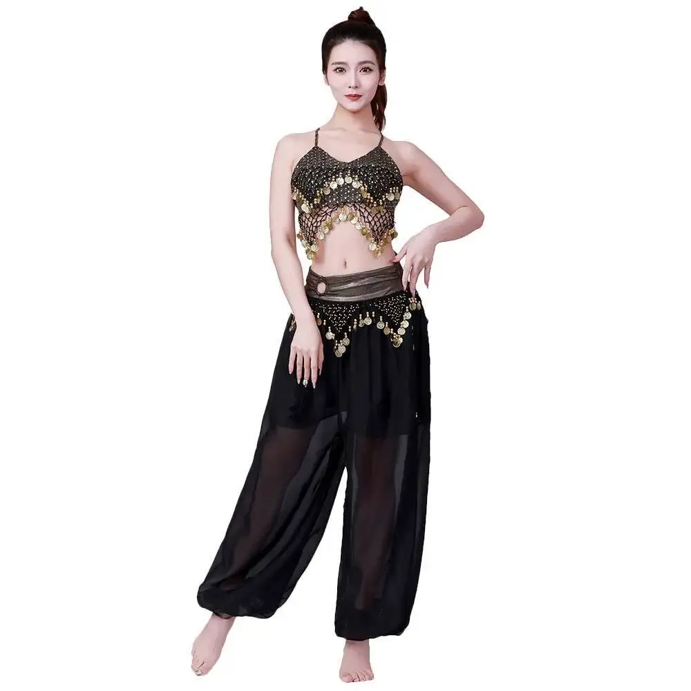 Costume da ballo per feste Costume da danza del ventre Reggiseno con frange di paillettes Dancewear Costume da ballo indiano Costume da spettacolo teatrale