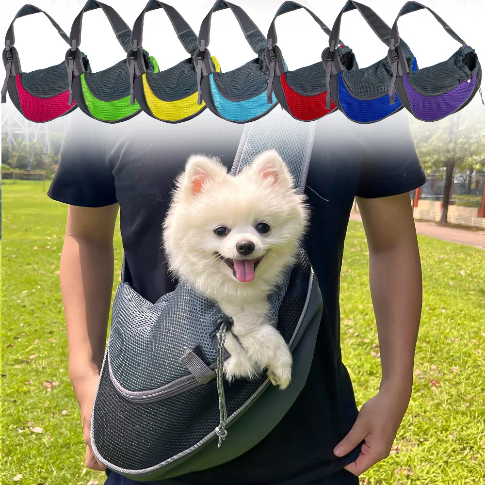 1pcs Pet Cat Dog Carrier Backpack Travel Tote Shoulder Bags Mesh Sling Carry Pack Pet Carrying Supplies Crossbody Shoulder Bag