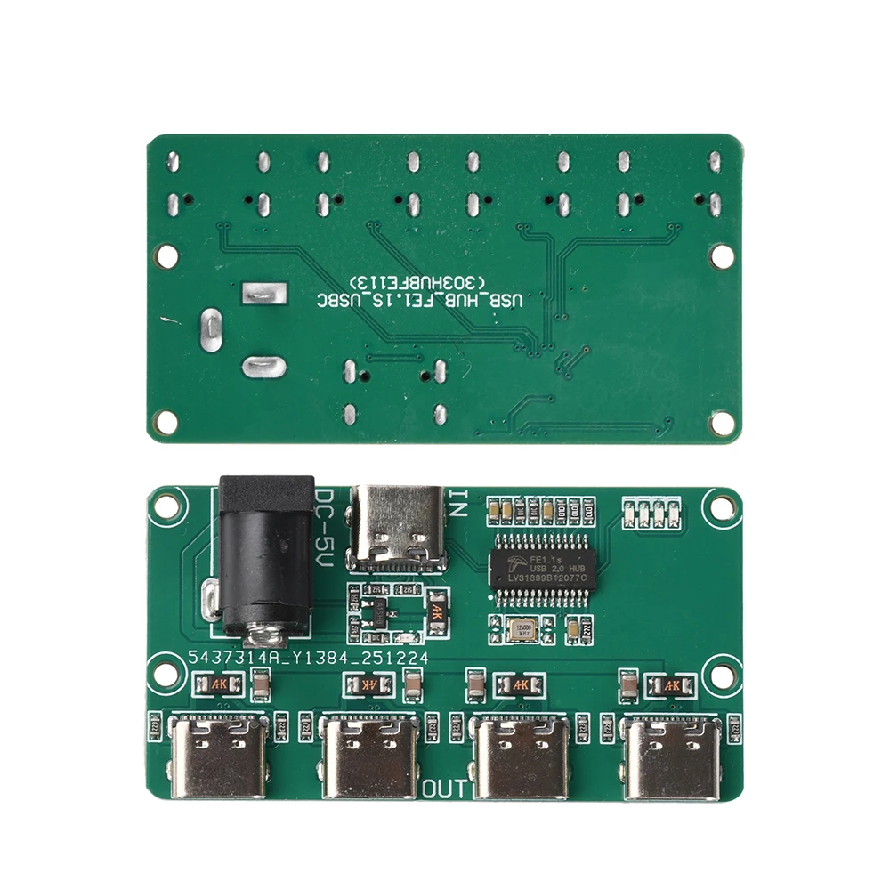4 Port USB 2.0 HUB Splitter Module DC5V PH2.0 Interface FE1.1S Chip Onboard 2A Fuse Overcurrent Protection Plug & Play