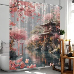 Natural Scenery Shower Curtain Forest Waterfall Stream Nature Landscape Bathroom Home Decor Polyester Fabric Bathtub Curtain