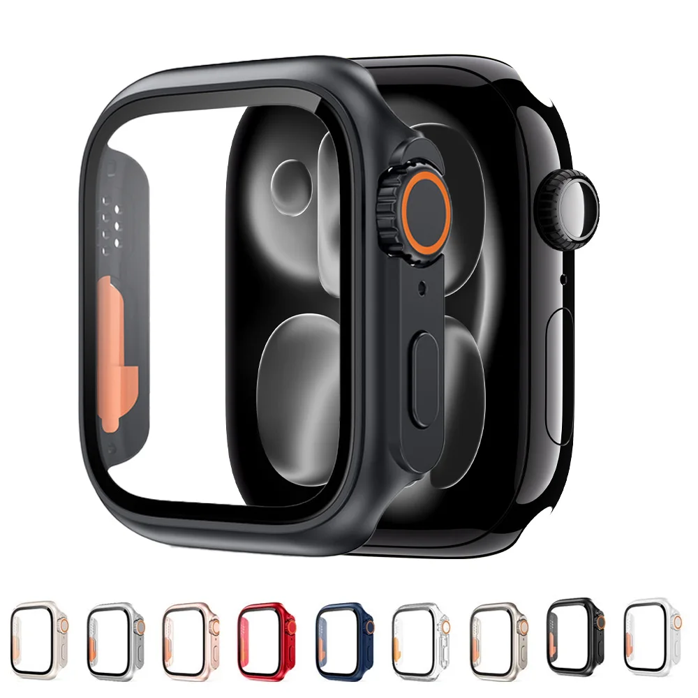 PC Cover+Glass for Apple Watch Case11 10 46mm 42mm 45mm 40mm 44mm 41mm Screen Protector Film Change To Ultra Series 9 8 7 6 SE3