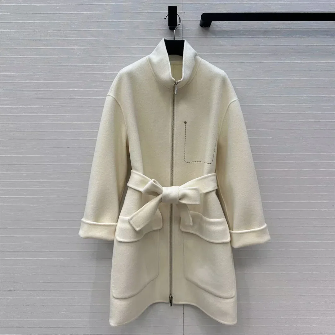

Women's coat winter high-quality cashmere wool fashion belt warm coat