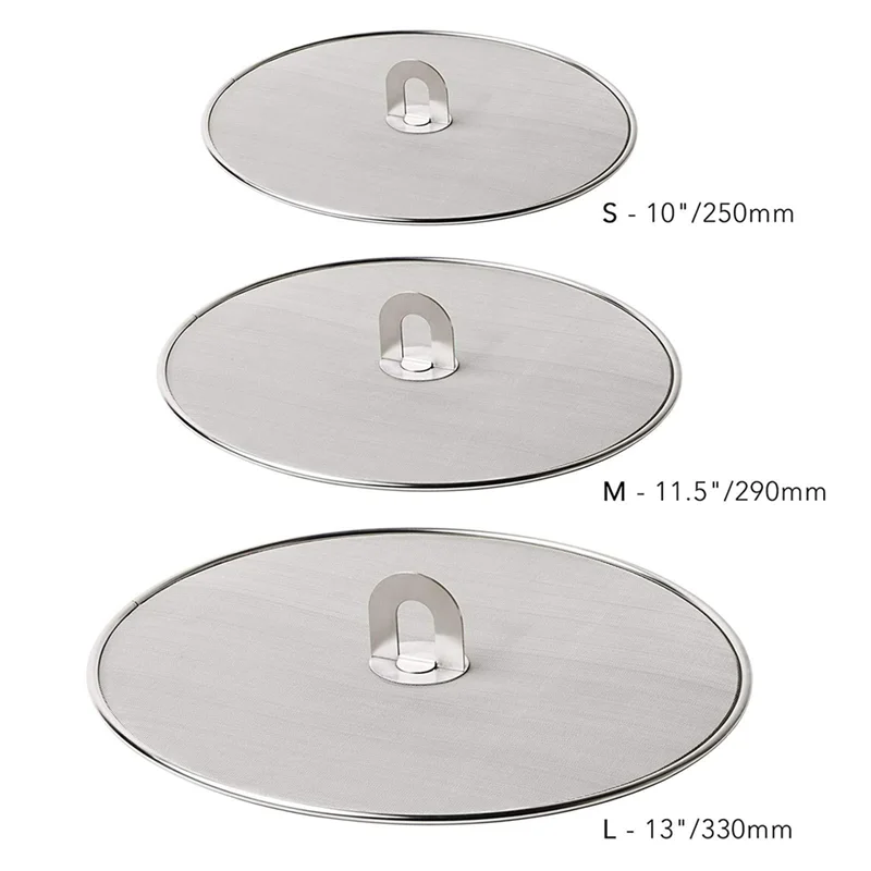 HGHO 3PCS Splatter Screen For Cooking - Stainless Steel Grease Splatter For Frying Pan, No Cooking Oil Mess