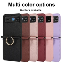 Wristband Ring Phone Case For Motorola Moto Razr 40 Razr40 Wallet Card Slot Fibre Pattern Leather Shockproof Protective Cover