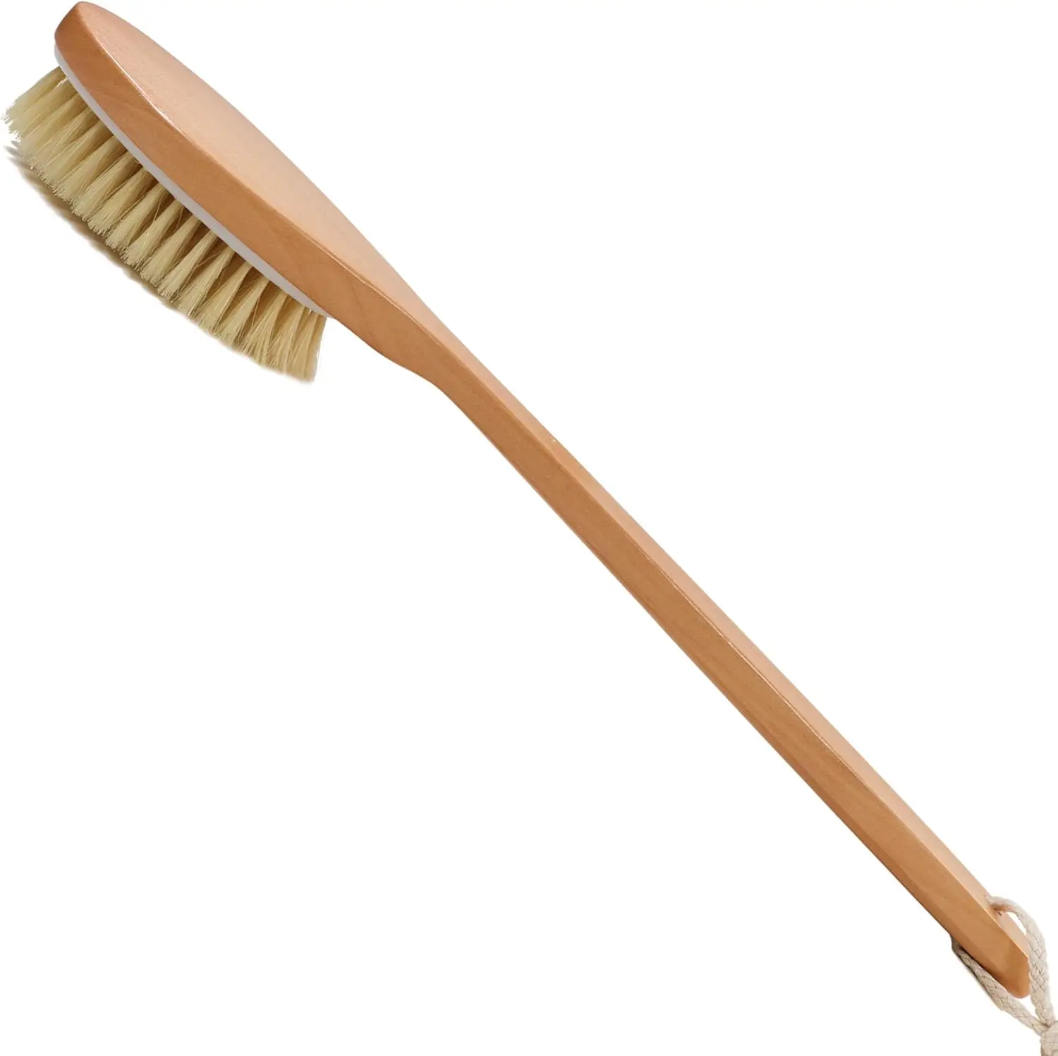 

Bath Brushes with Soft and Natural Bristles Antiskid Wooden Long Handle Shower Body Scrubber for Wet