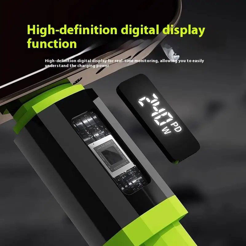 240W 1.5m Fast Charging USB Type-C To Type-C Cable With Real-Time Power Display For Mobile Phone Fast Charging Cable