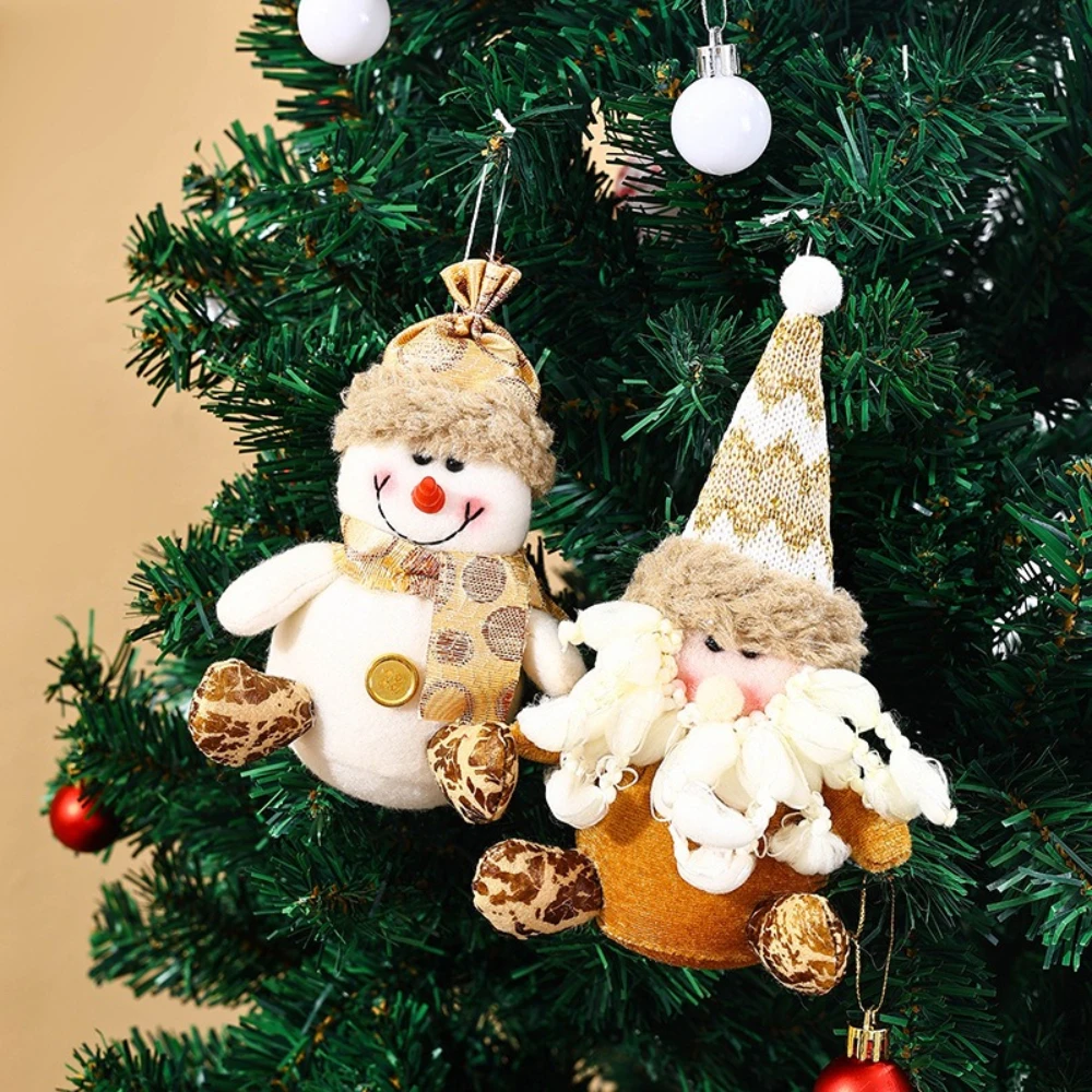 

Christmas Tree Pendants Santa Claus Decorations Golden Christmas Snowman Knitted Ornaments Home Shopping Mall Office Decorations