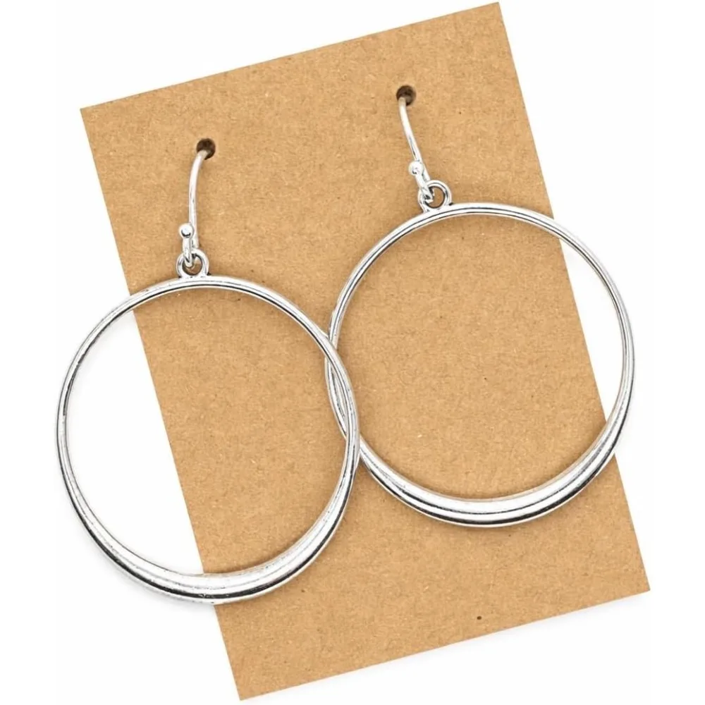 

Bohemian Open Hoop Dangle Earrings in Sterling Silver