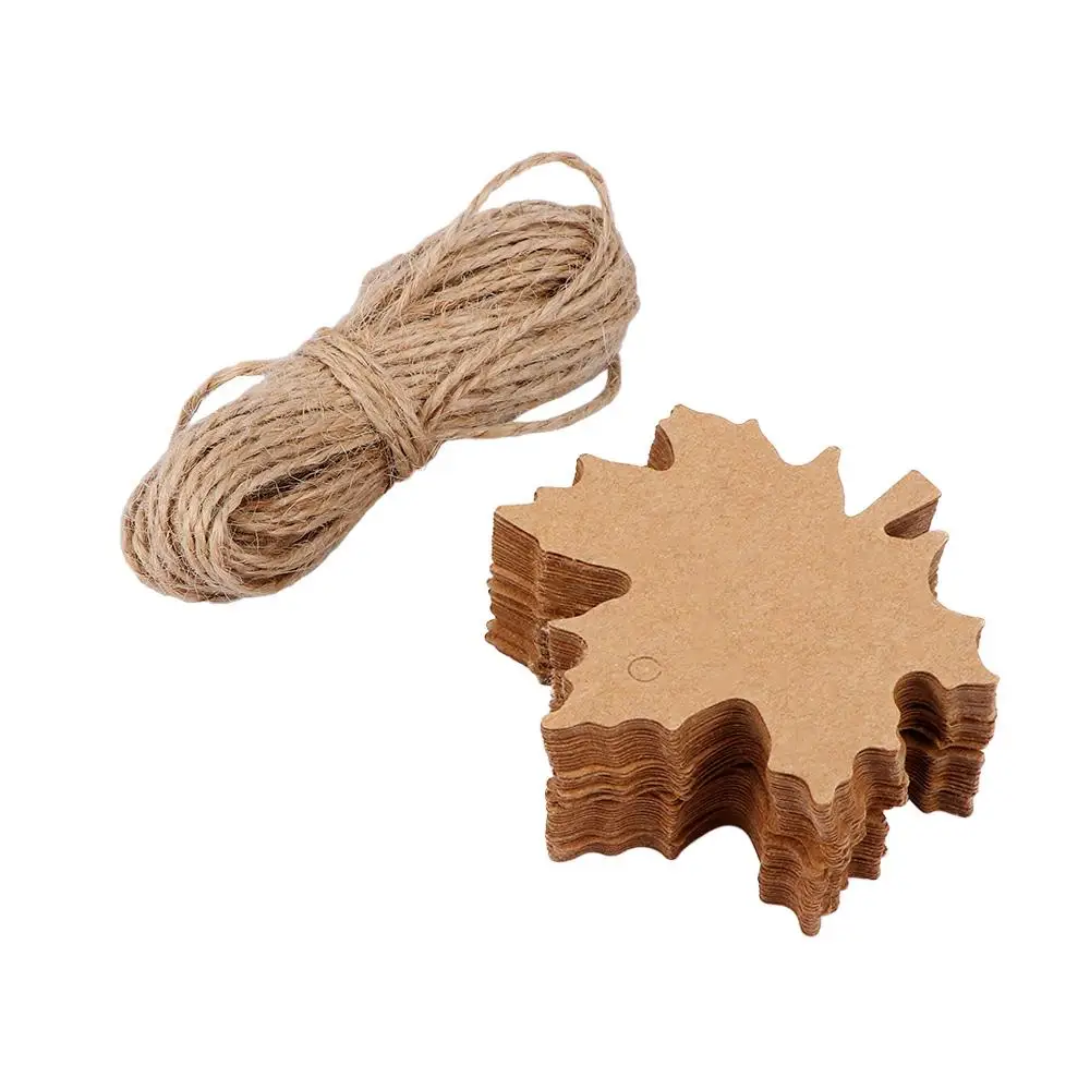 

Christmas 100 Pcs Packaging Label Decor Gift Card Handmade Hang Tag Maple and Leaf Shape Retro Blank Kraft Paper Leaves Tags