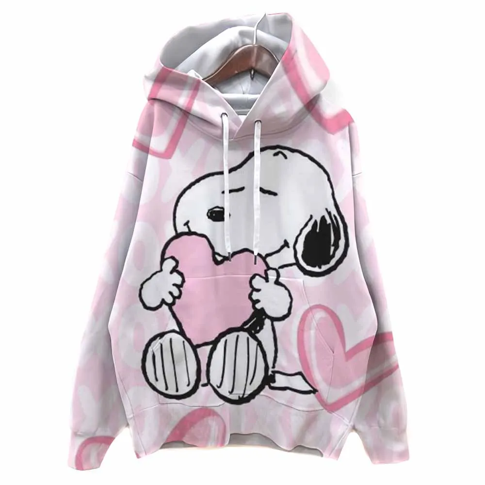 Snoopy print Womens Sweatshirt Crewneck Casual Pullover Autumn Streetwear All-Match Loose Clothing ﻿
