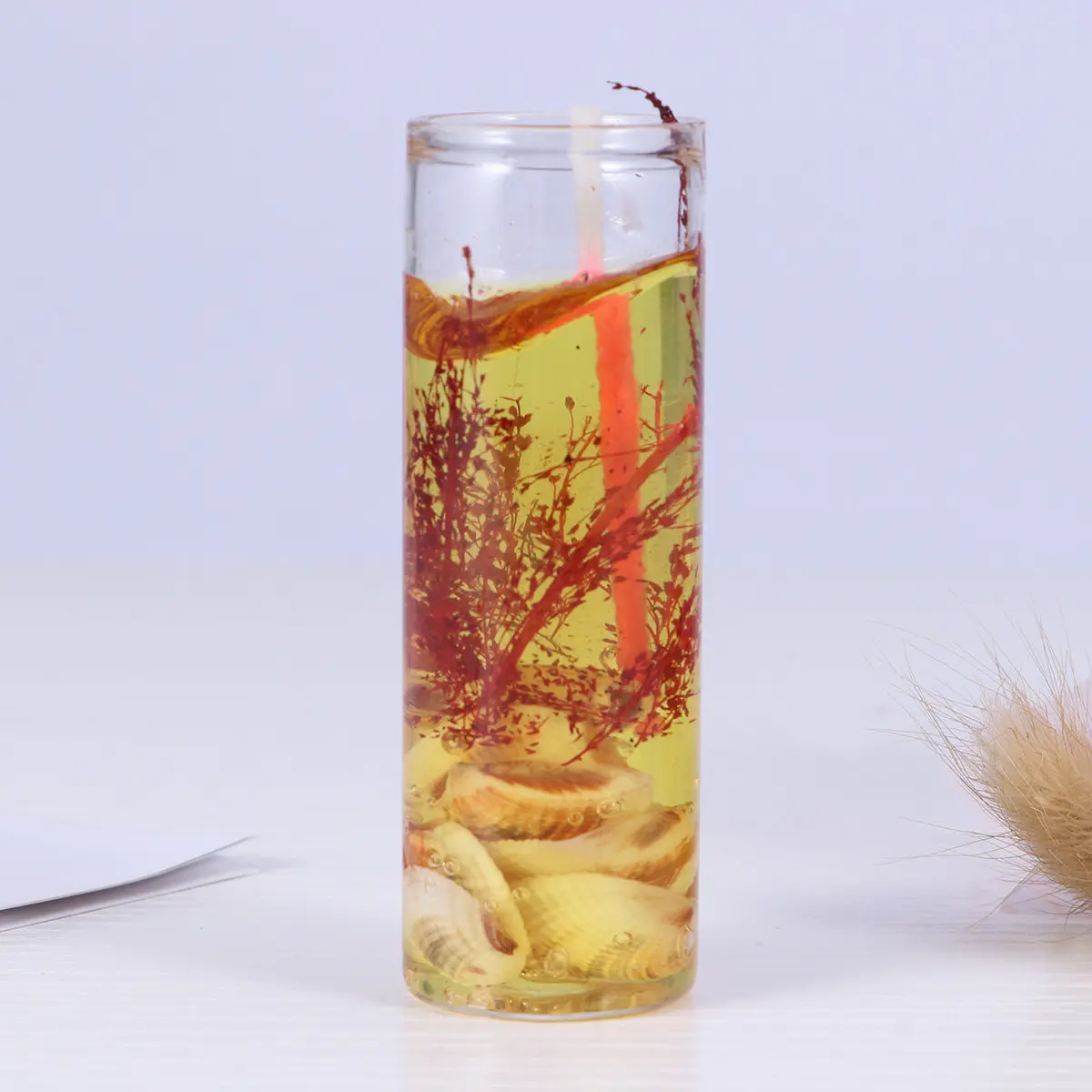 1Pcs Shell Embedded Transparent Glass Romantic Style Smokeless Gel for Home Birthday Party