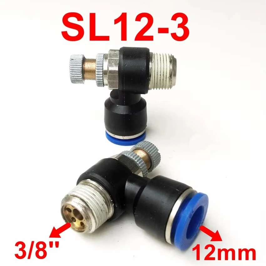 2pcs/lot Pneumatic Air Fitting Throttle valve SL12-3 Air Speed Control 12mm Tube 3/8''
