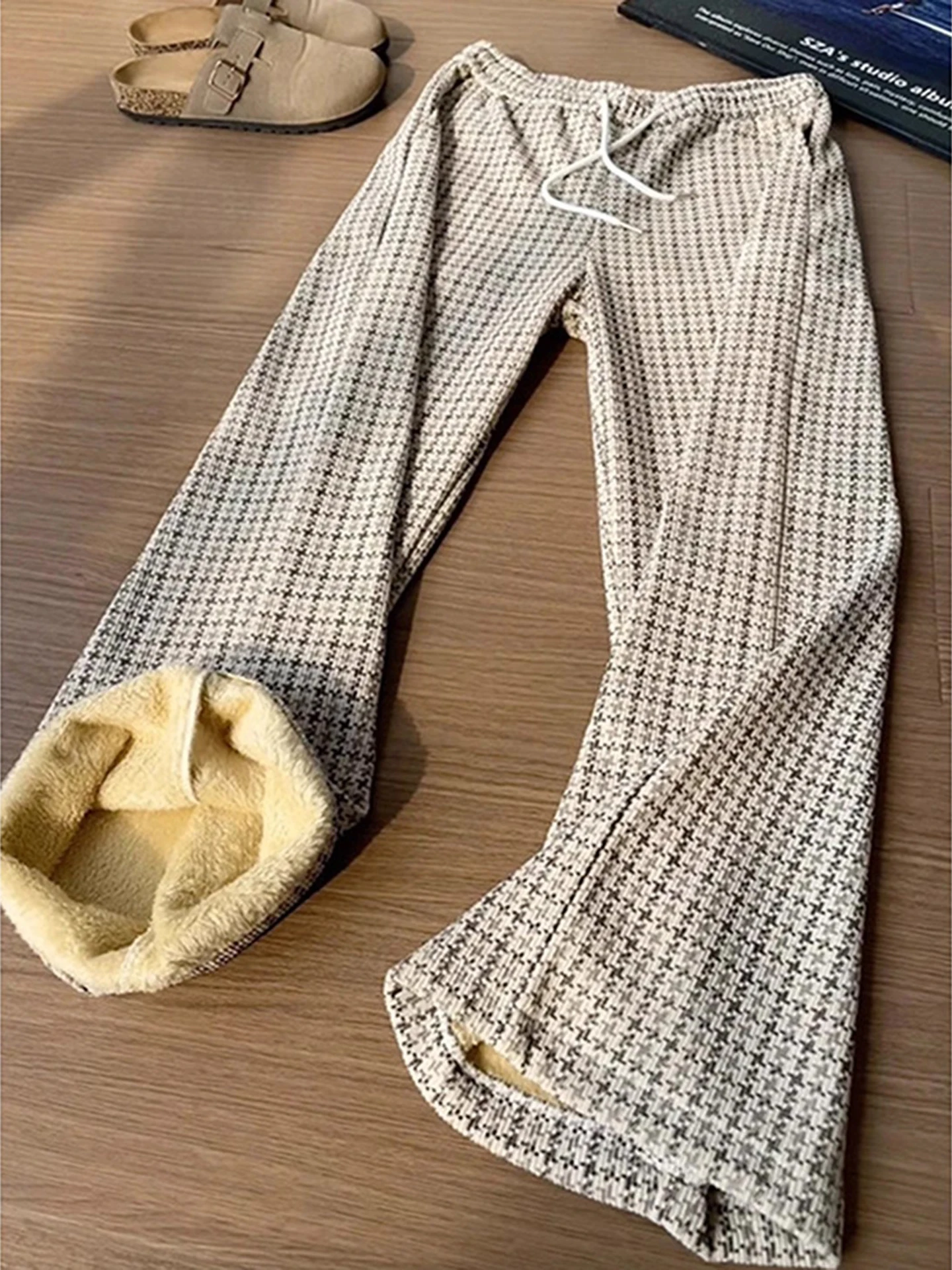 

Утепленные мужские брюки прямого кроя Thiened Fce для осени и зимы, теплые, зауженные, в стиле Old Money, повседневные, со средней посадкой, на шнурке