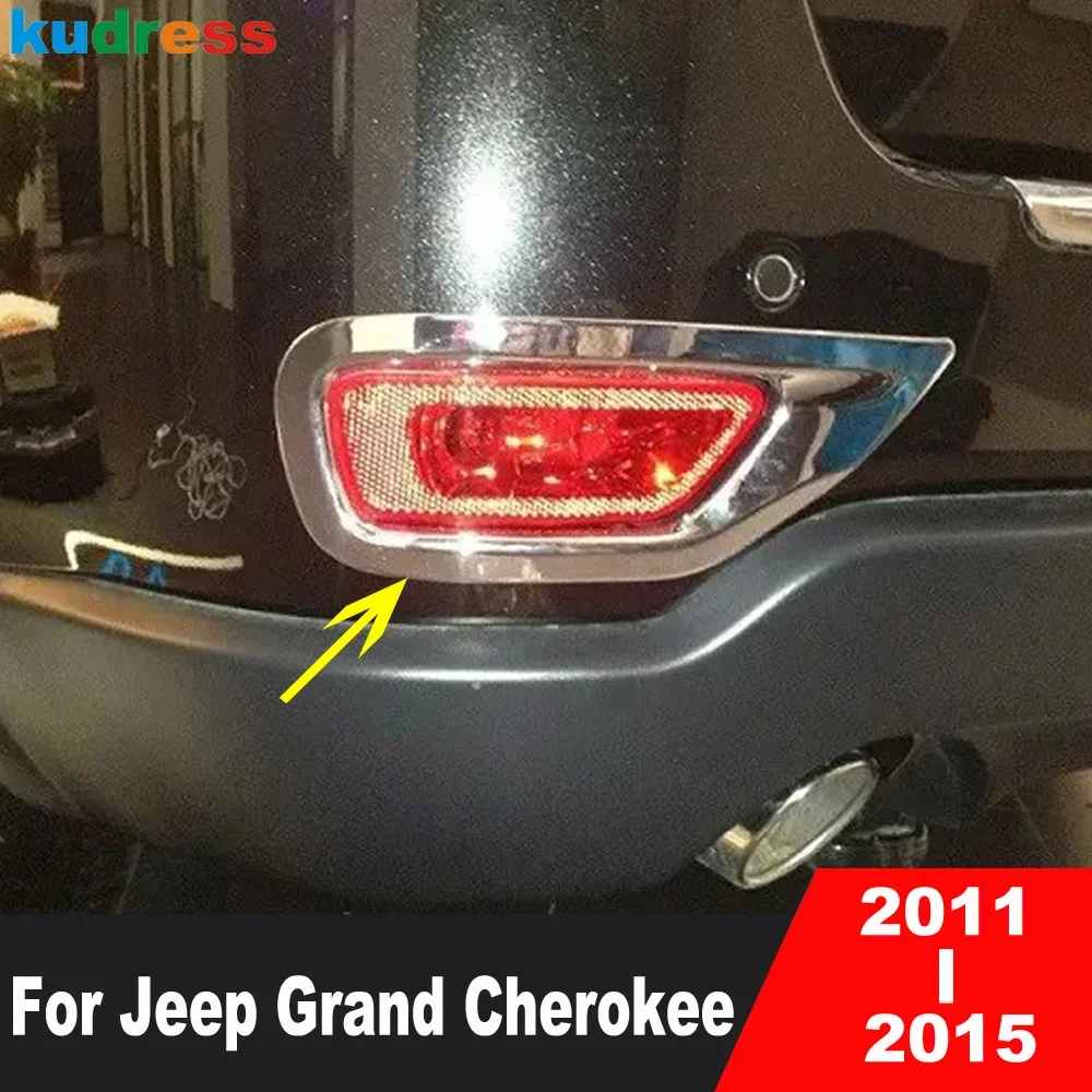 

For Jeep Grand Cherokee 2011-2013 2014 2015 Chrome Car Accessories Rear Bumper Fog Light Lamp Cover Trim Foglight Bezel Trims