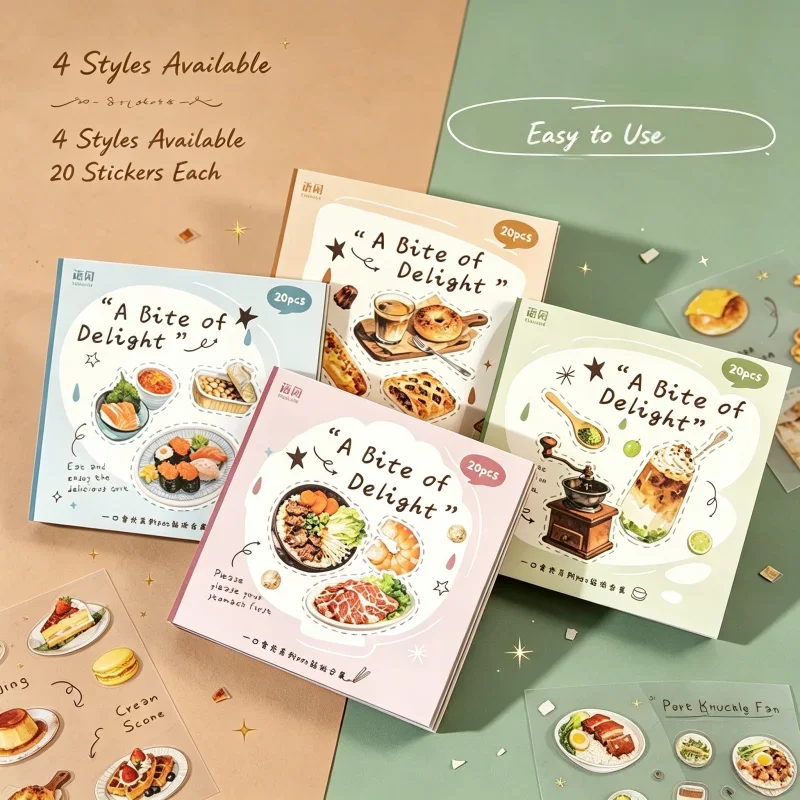 Square Die Cut Sticker Book Japanese Food Cute Cartoon Food Stickers For Journal Scrapbook DIY Scenery Collage Decoration Gift