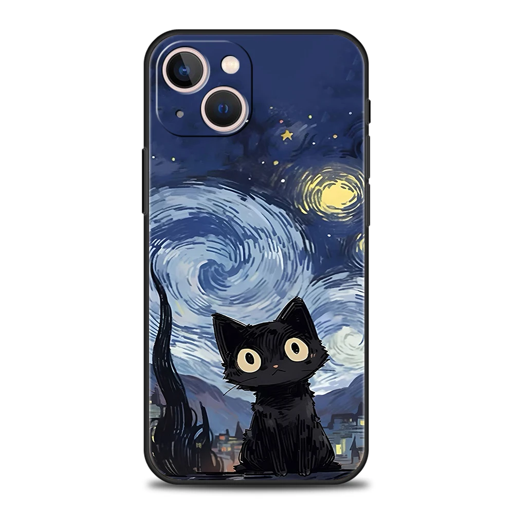 Cute Detection Cat Phone Case for iPhone 16 15 14 13 12 Pro Max 11 Pro Max 7 8 Plus XS XR Max Shockproof Soft Shell Capas Bag