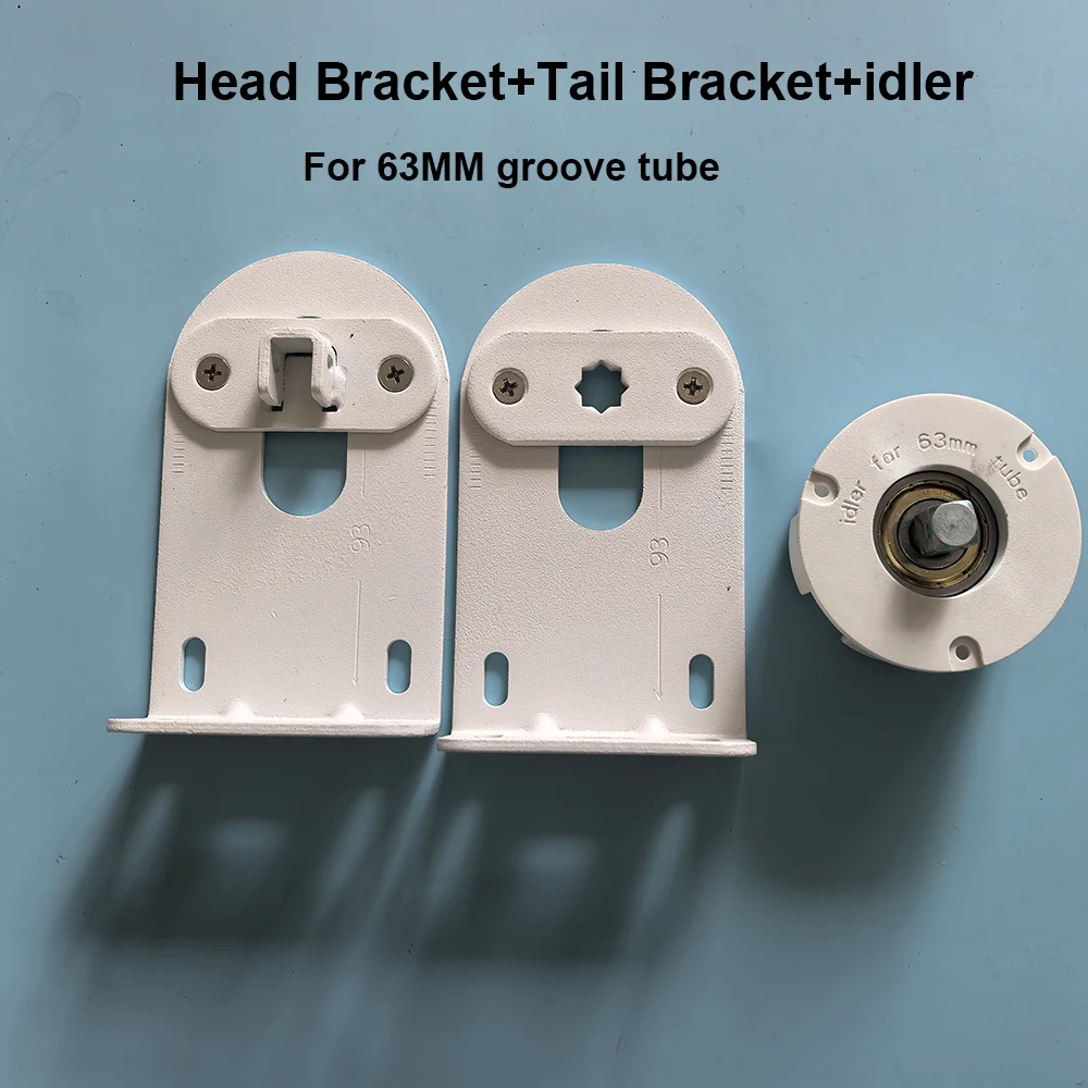 Head Bracket+Tail Bracket+idler for Dooya 63mm Grooved Tube, Fixed Brackets, Accessories for Electric curtain Rolling Shutter