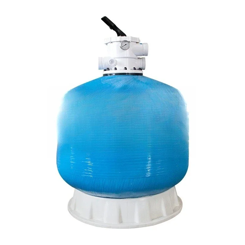 Sand tank filter, swimming pool cleaning equipment, water treatment cycle