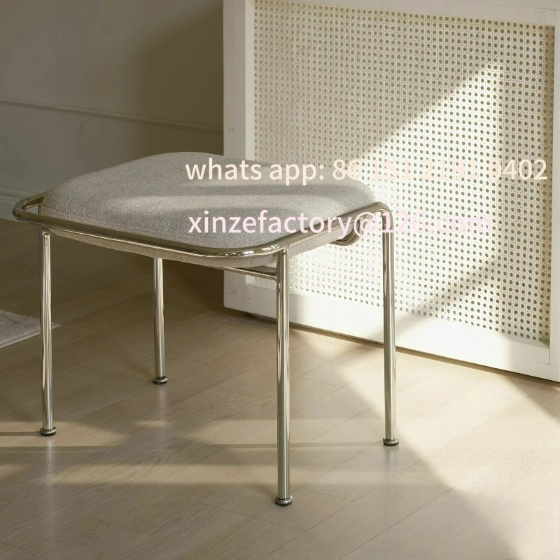 

Customizable wrought iron soft bag shoe changing stool stainless steel simple dining stool household bedroom creative dressing