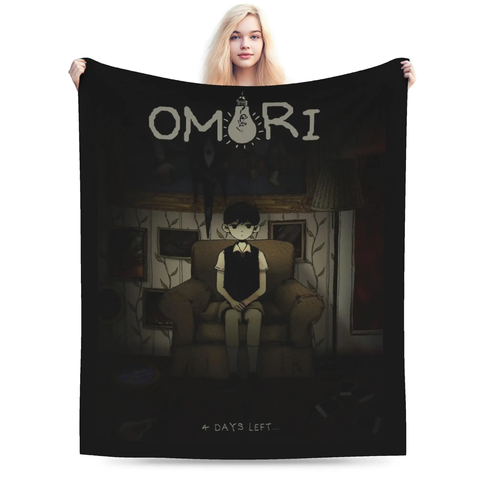 Omori Alone Blanket Fleece Print  Portable Soft Throw Blankets for Bed Car Bedspread