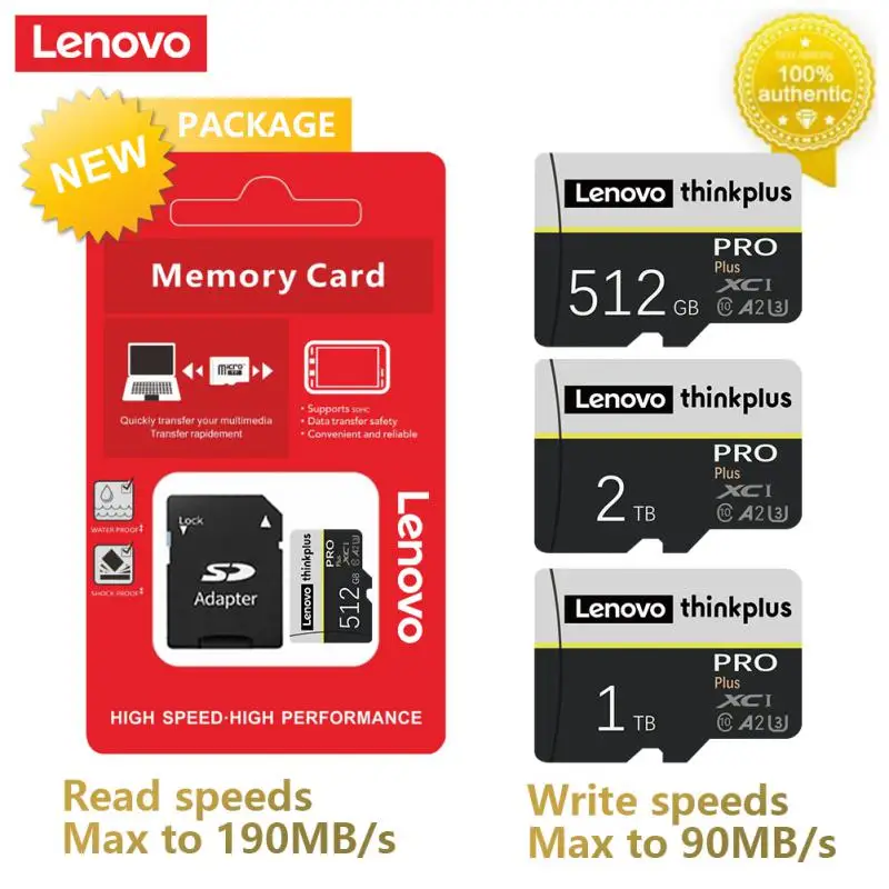 Lenovo 1TB Ultra Memory Card 2TB Large Capacity A1 Memory Card 128GB Dustproof Micro TF Card For EZ Flash Game Cartridge