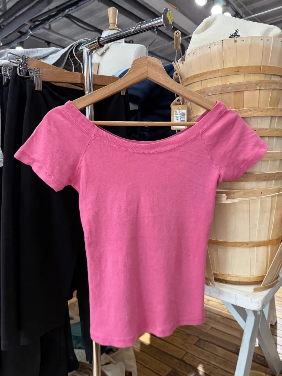 Rose Red Basic Slim T-shirt Woman Summer Scoop Neck Short Sleeve Cotton Tees Casual Simple Sweet Preppy Style Tshirt Y2k Tops