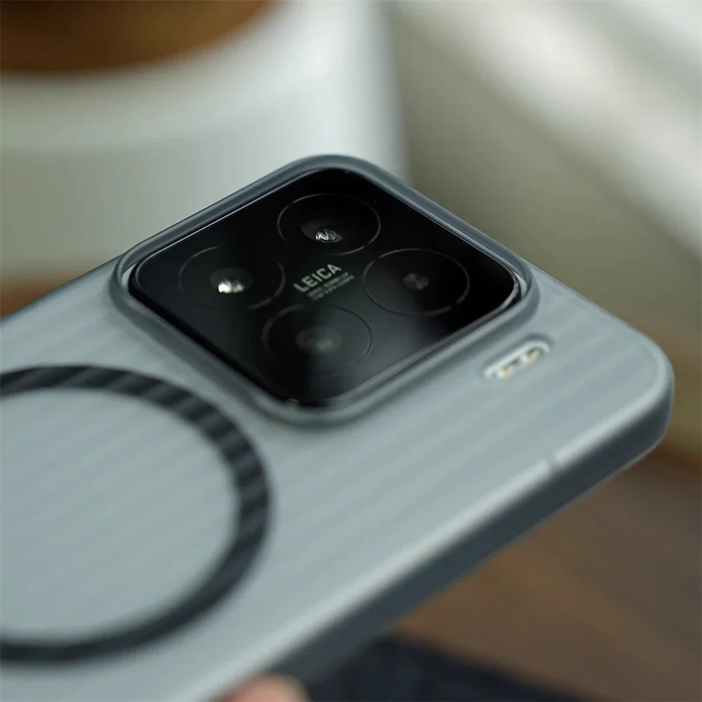 Ultra Thin Corrugated Pattern Matte Translucent Hard PC Case For Xiaomi Mi 15 Pro MI 13 14 Ultra Magnetic Wireless Charge Cover