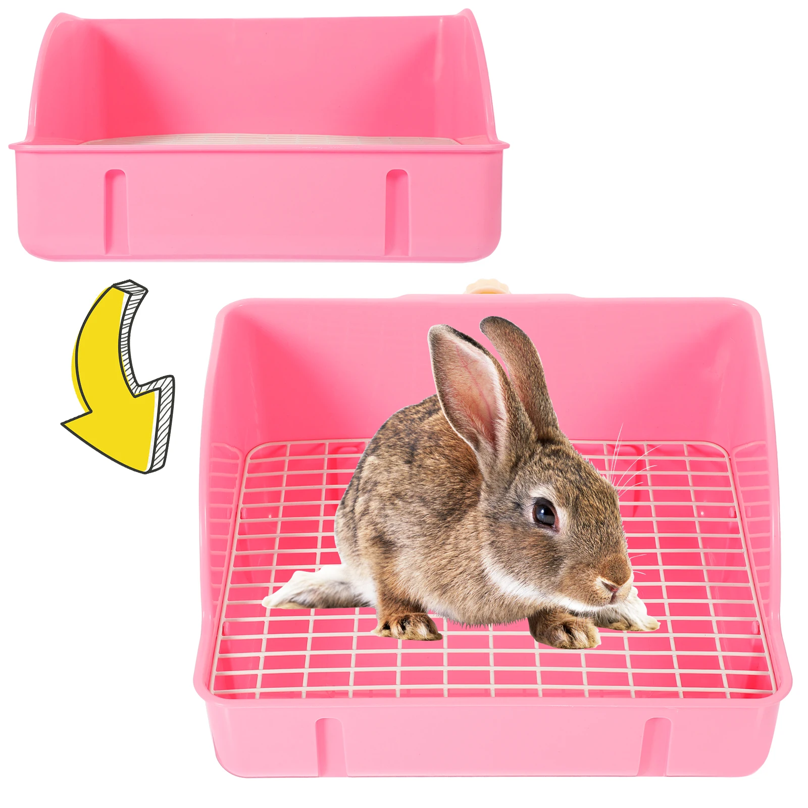 

Pet Toilet Rabbit Potty Trainer Pink Premium Eco-Friendly Tear-Resistant Toilet Tray Box for Dog Rabbit Guinea Pig