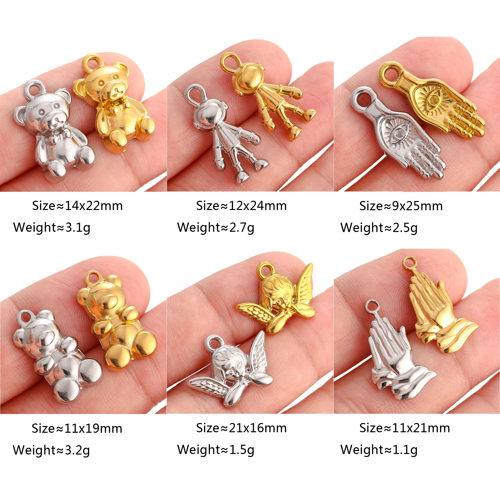 3 stks/partij Universe/Oceaan/Dier Hangers Rvs Astronaut/Ster/Beren/Ballon Hond Charms DIY Craft sieraden Maken Vinden