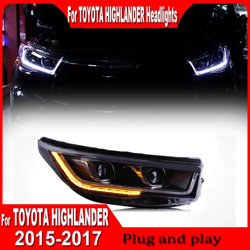 

Car Styling for Toyota Highlander Headlights 2015 2016 2017 Highlander Headlight LED DRL Head Lamp Projector Lens Accessories