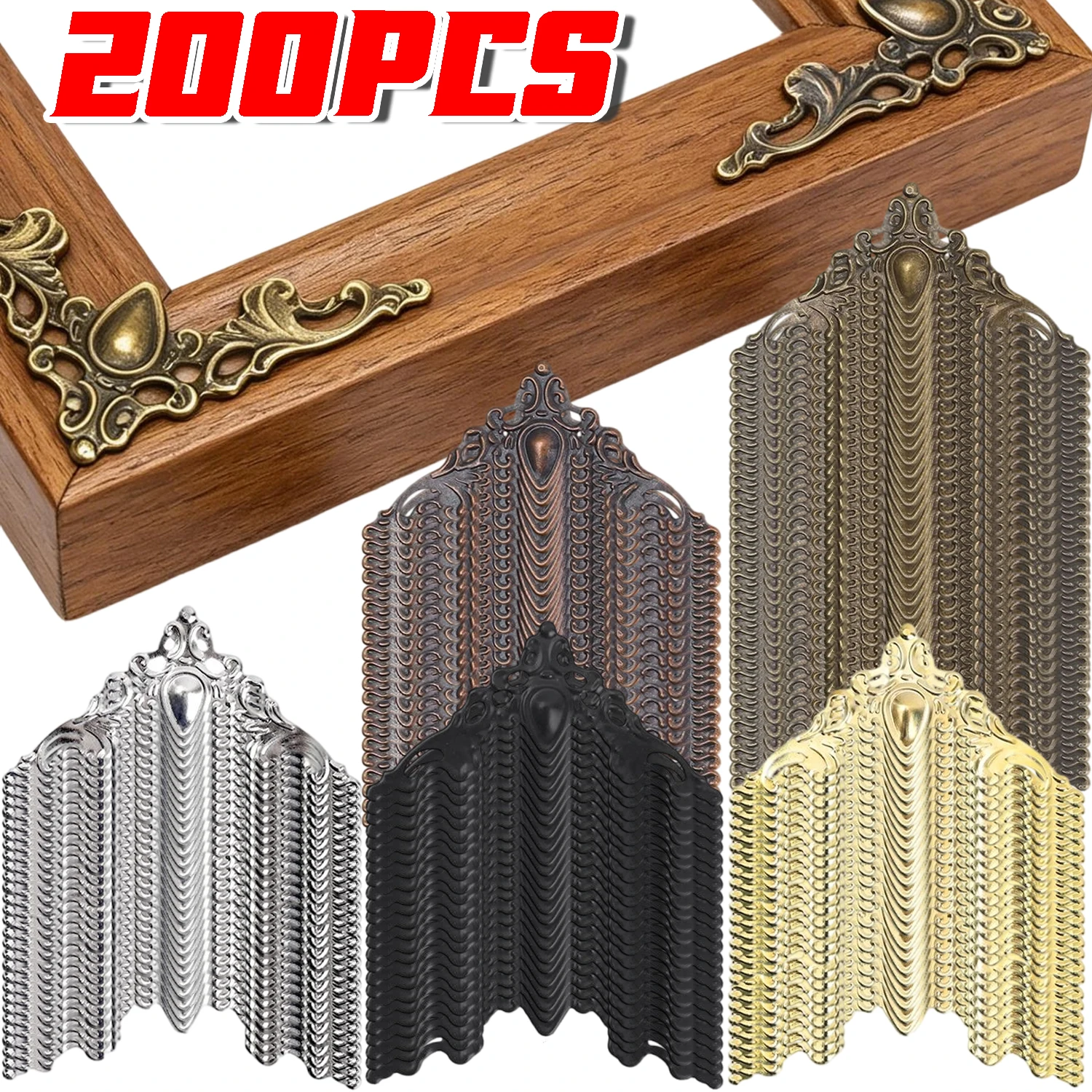 

20/200x Metal Corner Guards Triangle Carved Decorative Frame Angle Protectors Vintage Scrapbooking Album Corner Guard Edge Cover
