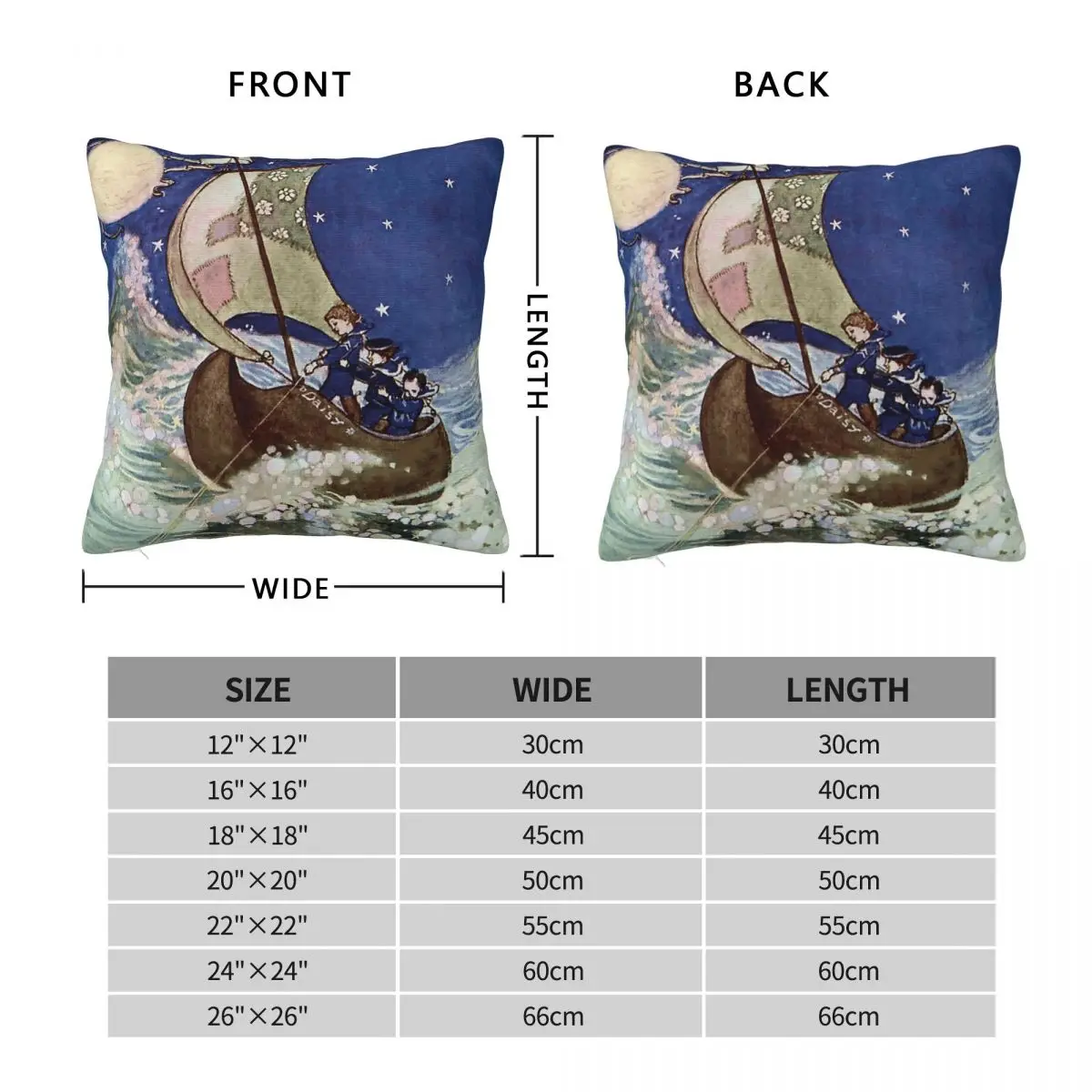 Wynken Blynken And Nod Willy Pogany Square Pillowcase Polyester Linen Velvet Creative Zip Throw Pillow Bed Cushion Cover 18