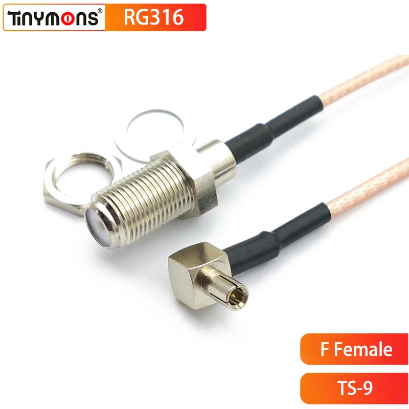 1PC F Female Jack to TS9 Male Plug Right Angle Connector RG316 Coaxial Cable 90 Degree TS-9 to FK for 3G 4G Router Antenna