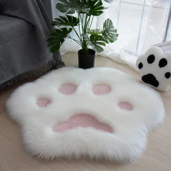 Cute Cat Paw Pattern Soft Plush Area Rug For Home Sofa Coffee Table Bedroom Bedside Rug Pink Seat Cushion Cartoon Carpet