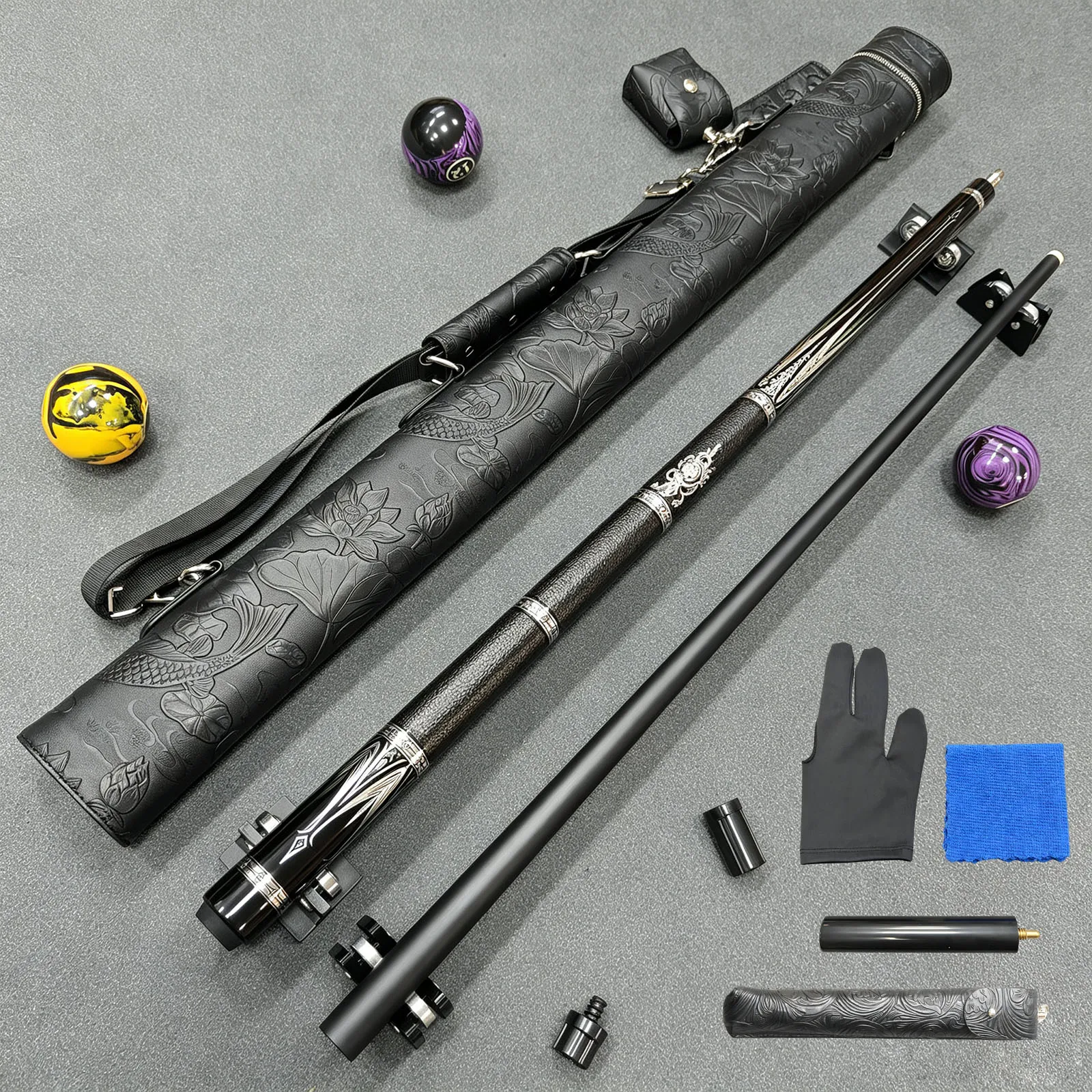High-End Billiard Cue Set with 12.5mm Tip, 2-Piece Design for Easy Storage, an Ideal Gift for Festive Occasions