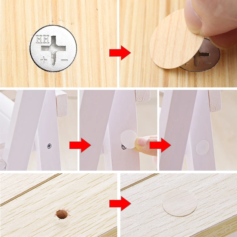 54Pcs/card 21mm PVC Furniture Screw Cover Hole Caps Stickers Self Adhesive Decorative Films Craft Desk Cabinet Drawer Ornament