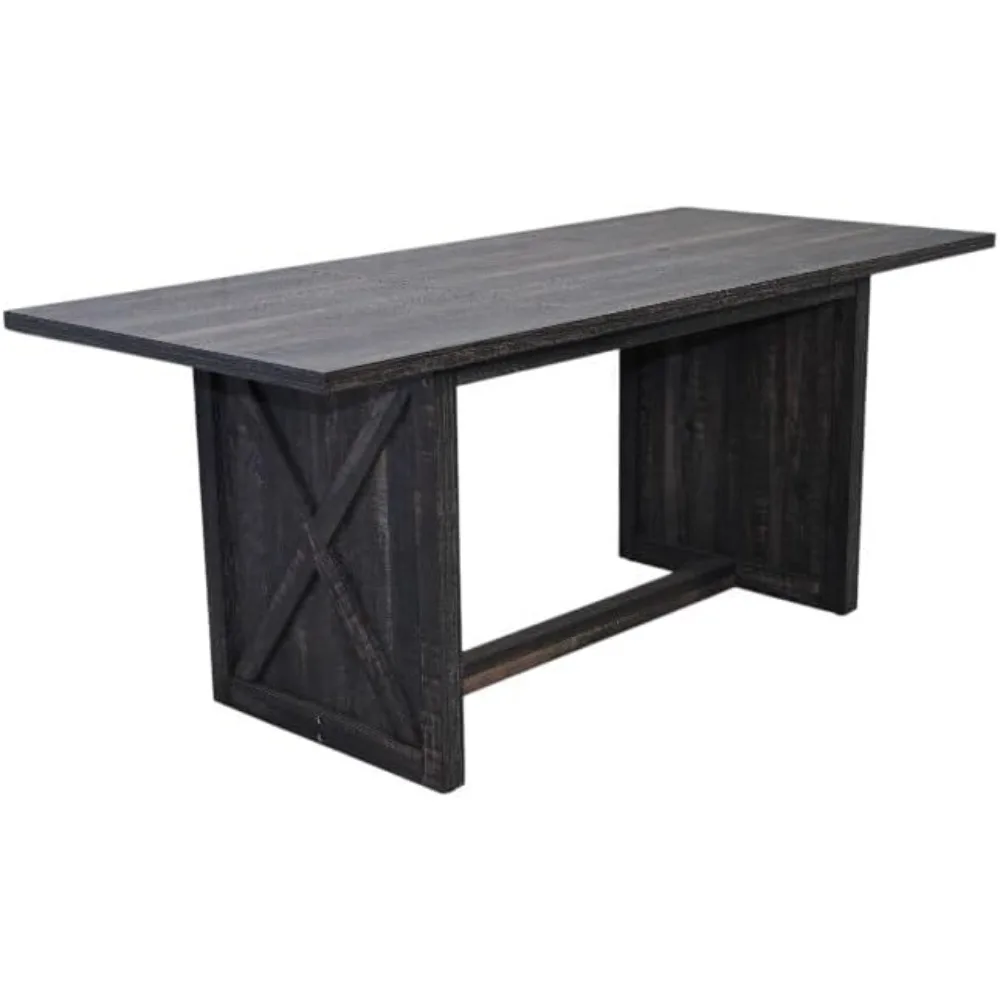 طاولة طعام مستطيلة للمزرعة تتسع لـ 6-8، طاولة مطبخ بتصميم خشبي ريفي مع أرجل X