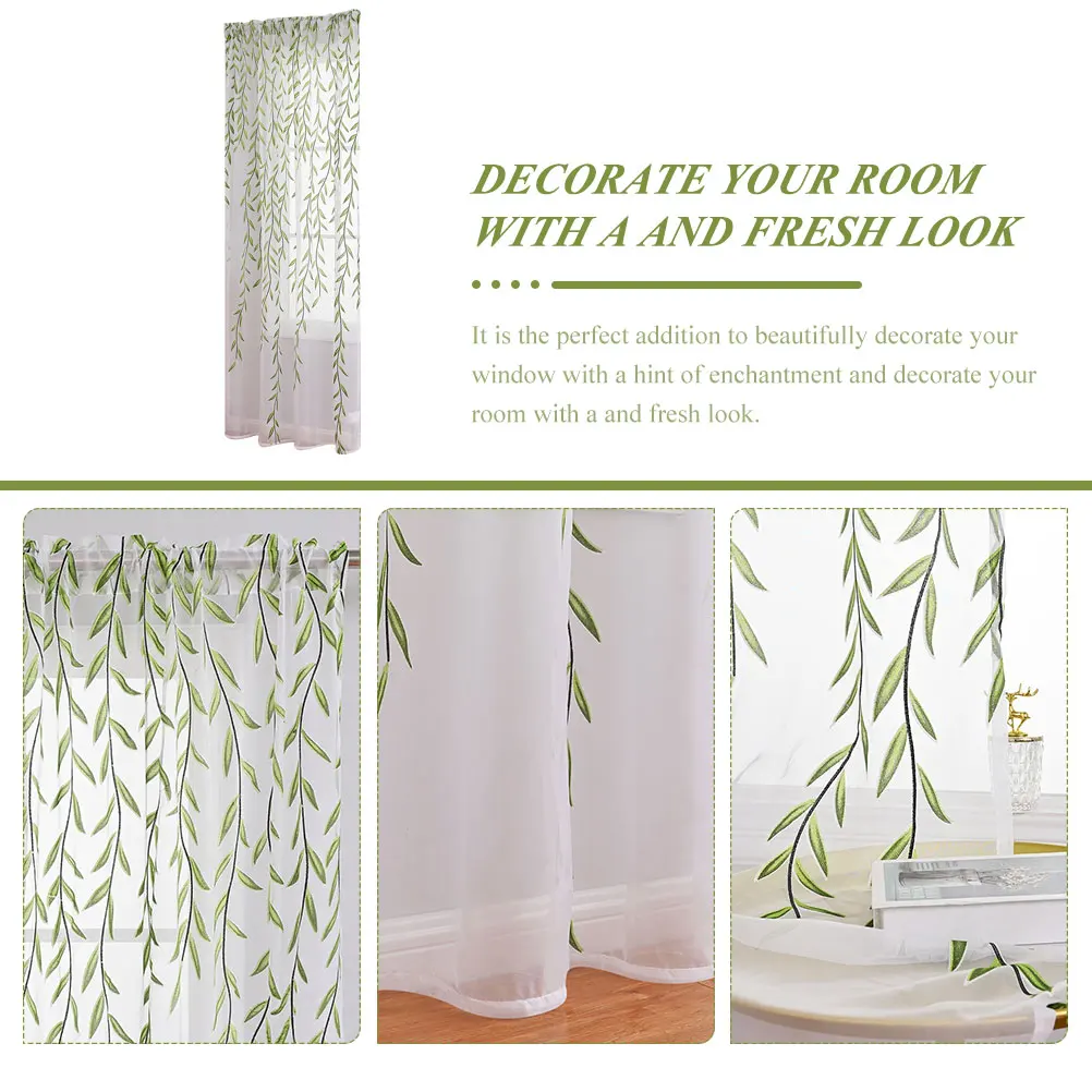 

Green Voile Sheer Curtains Light Gauze Swags Window Treatment Drapes for Bedroom Home Decor Privacy Sheers Elegant Drape Curtain