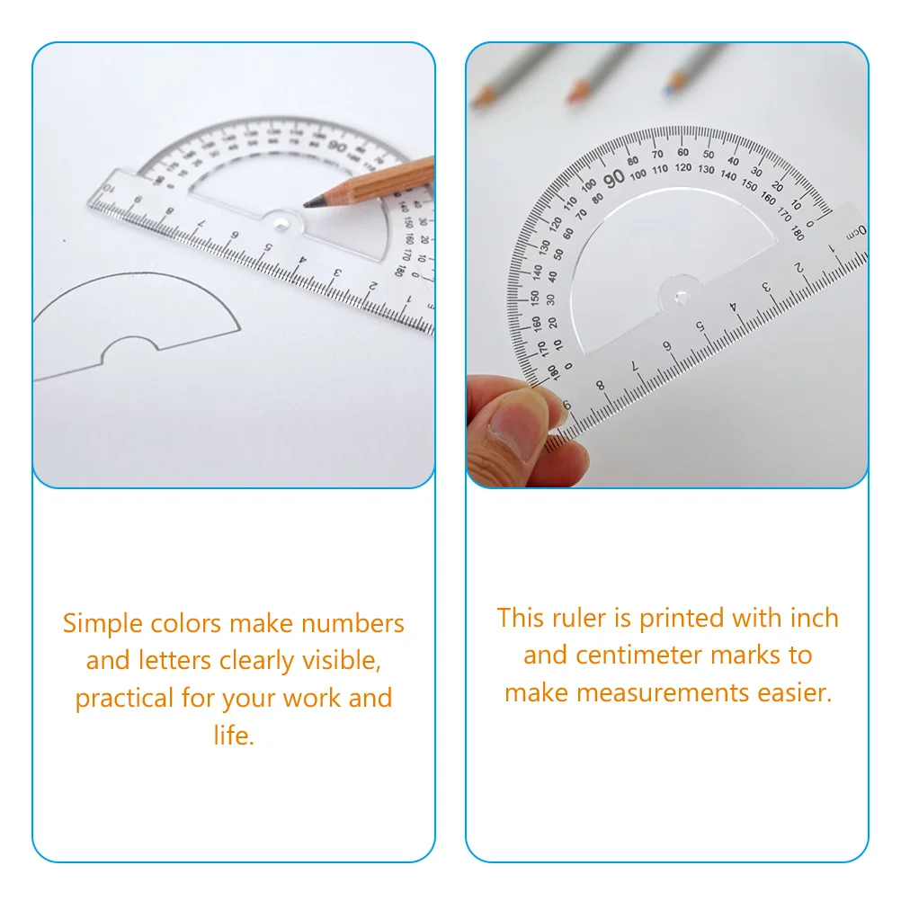 

30Pcs Clear Plastic Protractor 0-180 Degrees Math Geometry Ruler for Students Drawing Drafting Notebook Margins