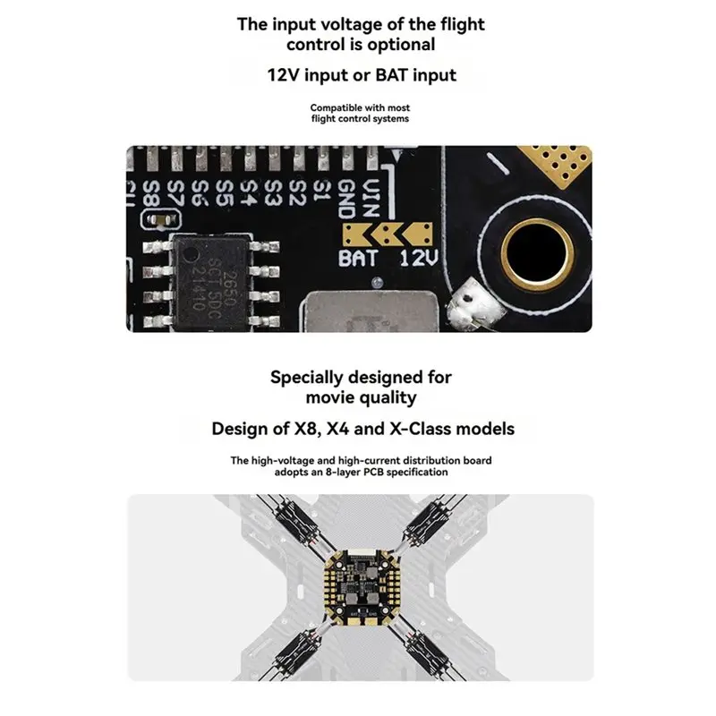 CYGJ-Real-Time Monitor ESC Compatible 8CH 12S V2 PDB Power Distribution Board For X8 X4 And XCLASS Model For FPV Drones
