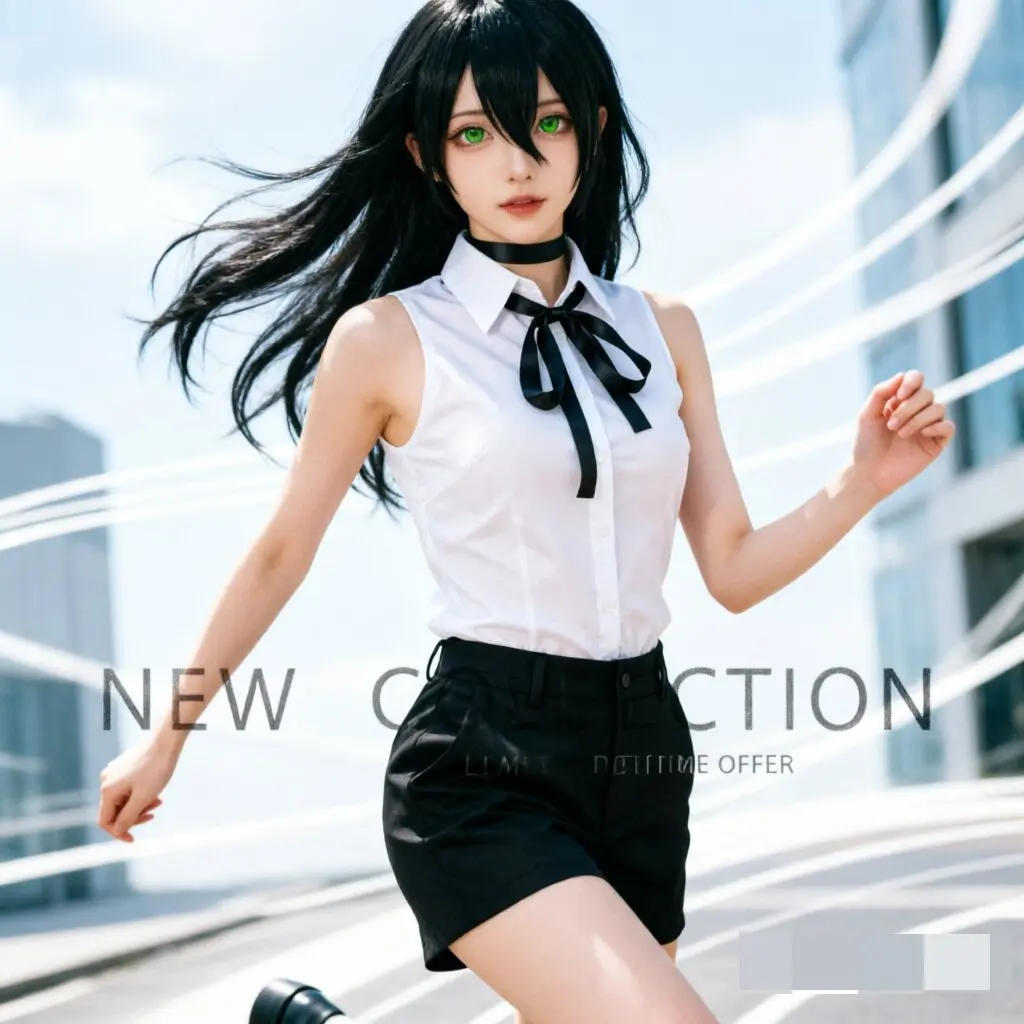 

Chainsaw Reze Cosplay Costume Outfits Shirt Tie Short Wig Neck Ring Women Anime Uniform Halloween