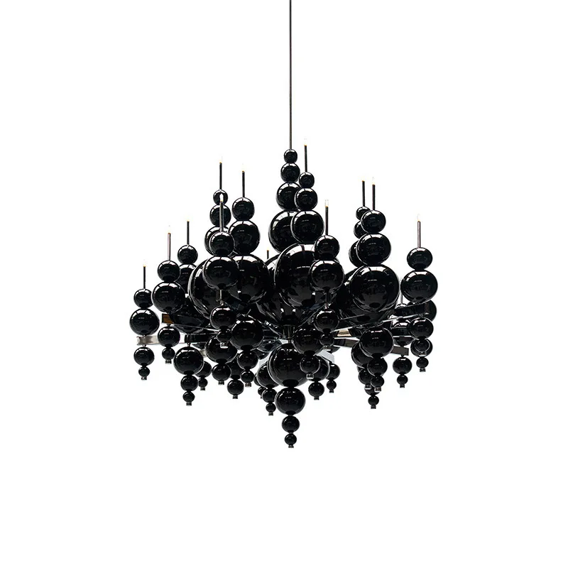 

Black ball chandelier modern simple gourd living room lamps light luxury designer high sense creative villa