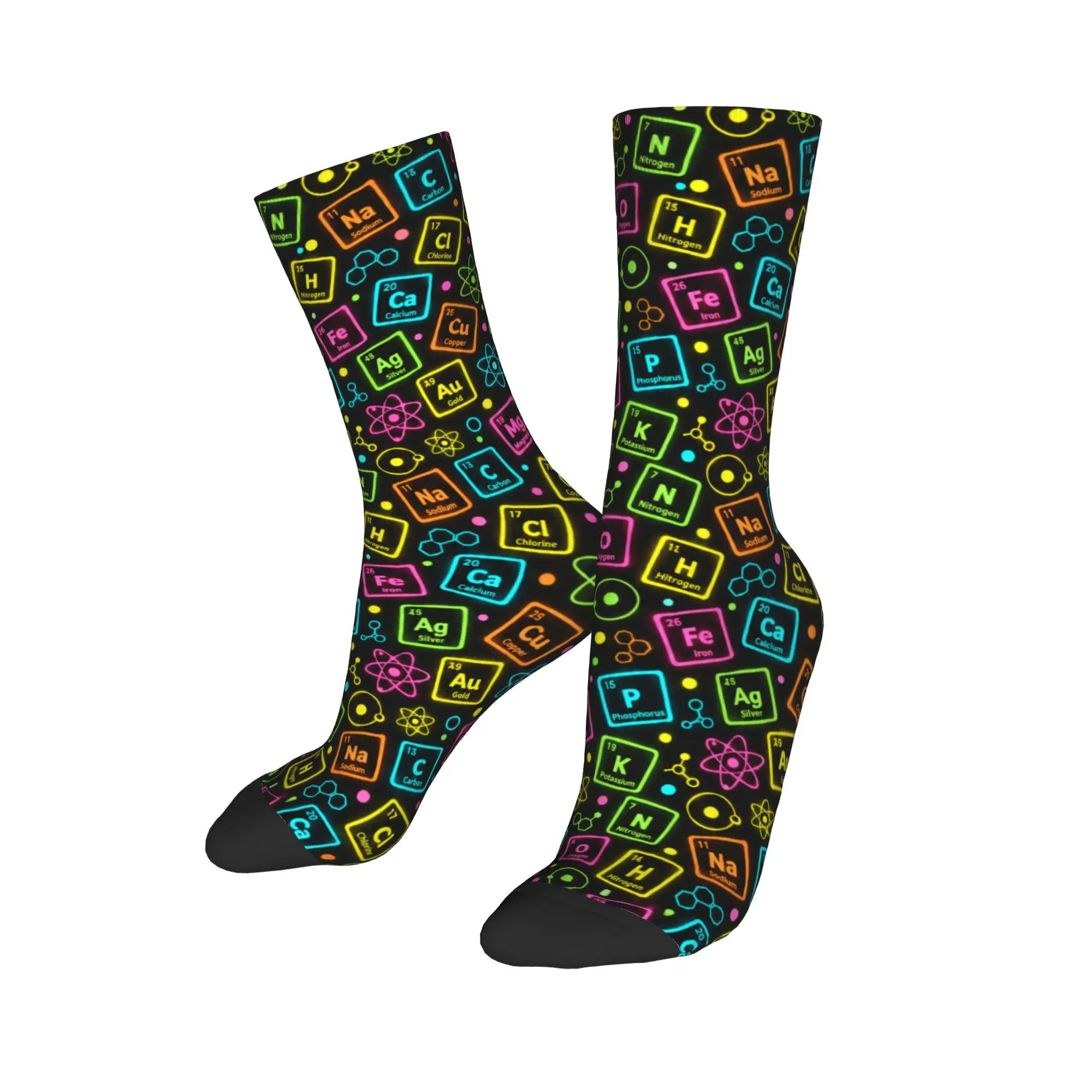 Novelty Men Socks with Colorful Periodic Table Element Stockings Men  Socks Warm Soft Socks Autumn Running Non Slip Socks