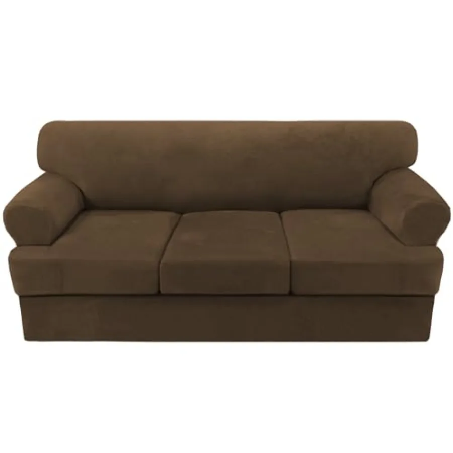 

Чехол для дивана из 4 частей, велюровый, эластичный, для 3-местного дивана, с 3 отдельными чехлами