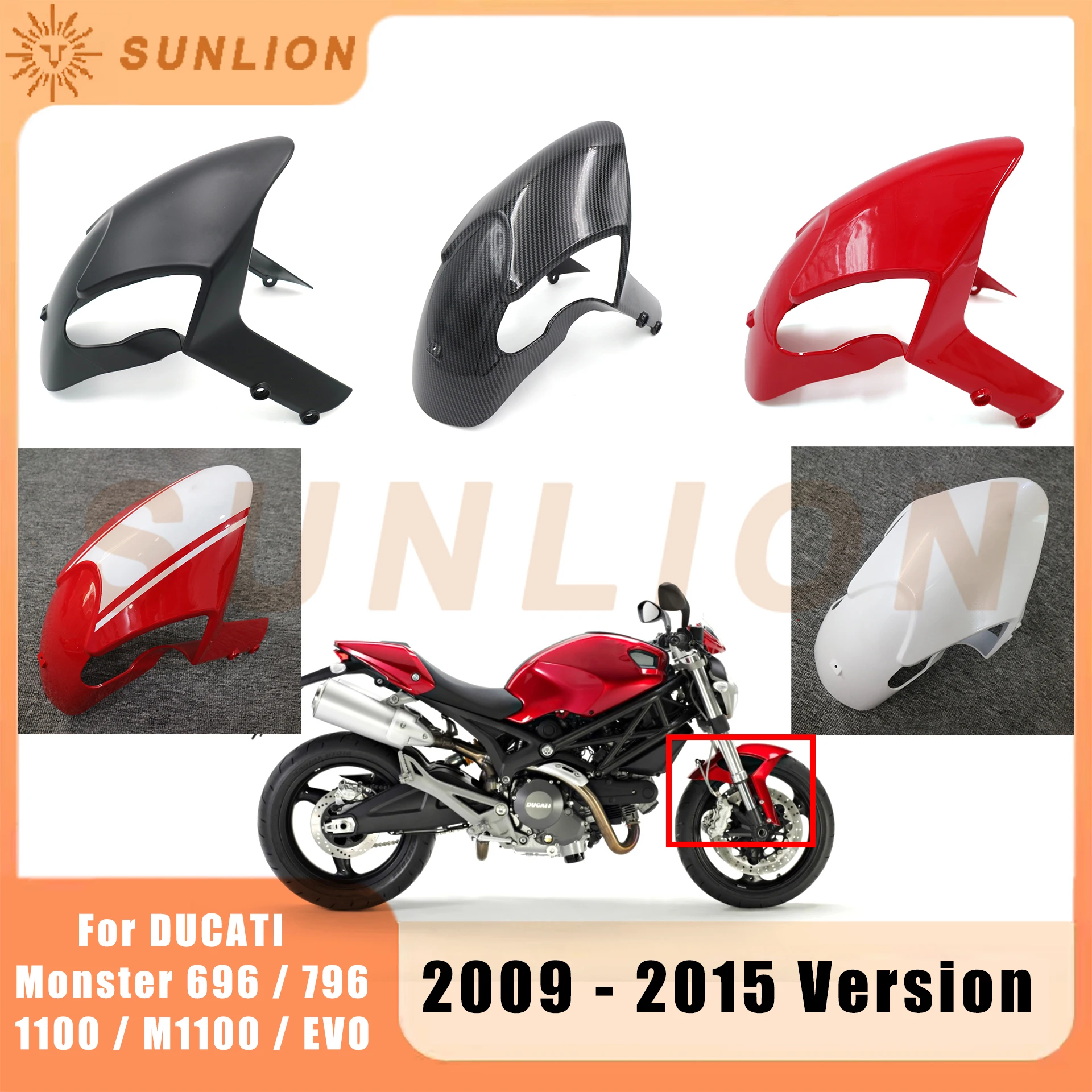 Motorcycle Front Fender Mudguard For DUCATI Monster 696 / 796  / 1100 / M1100 / EVO 2009 - 2015 Version
