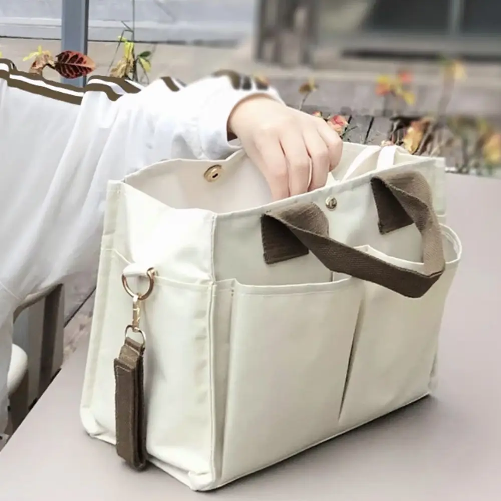 Korean Style Mommy Bag Adjustable Shoulder Strap Large Capacity Diaper Bag Canvas Multi-compartment Tote Bag Mother and Baby