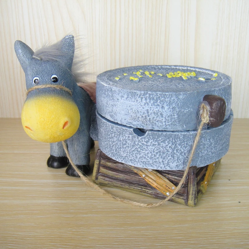 Donkey pulling mill cart ashtray Creative home accessories living room table ornaments boyfriend father gift