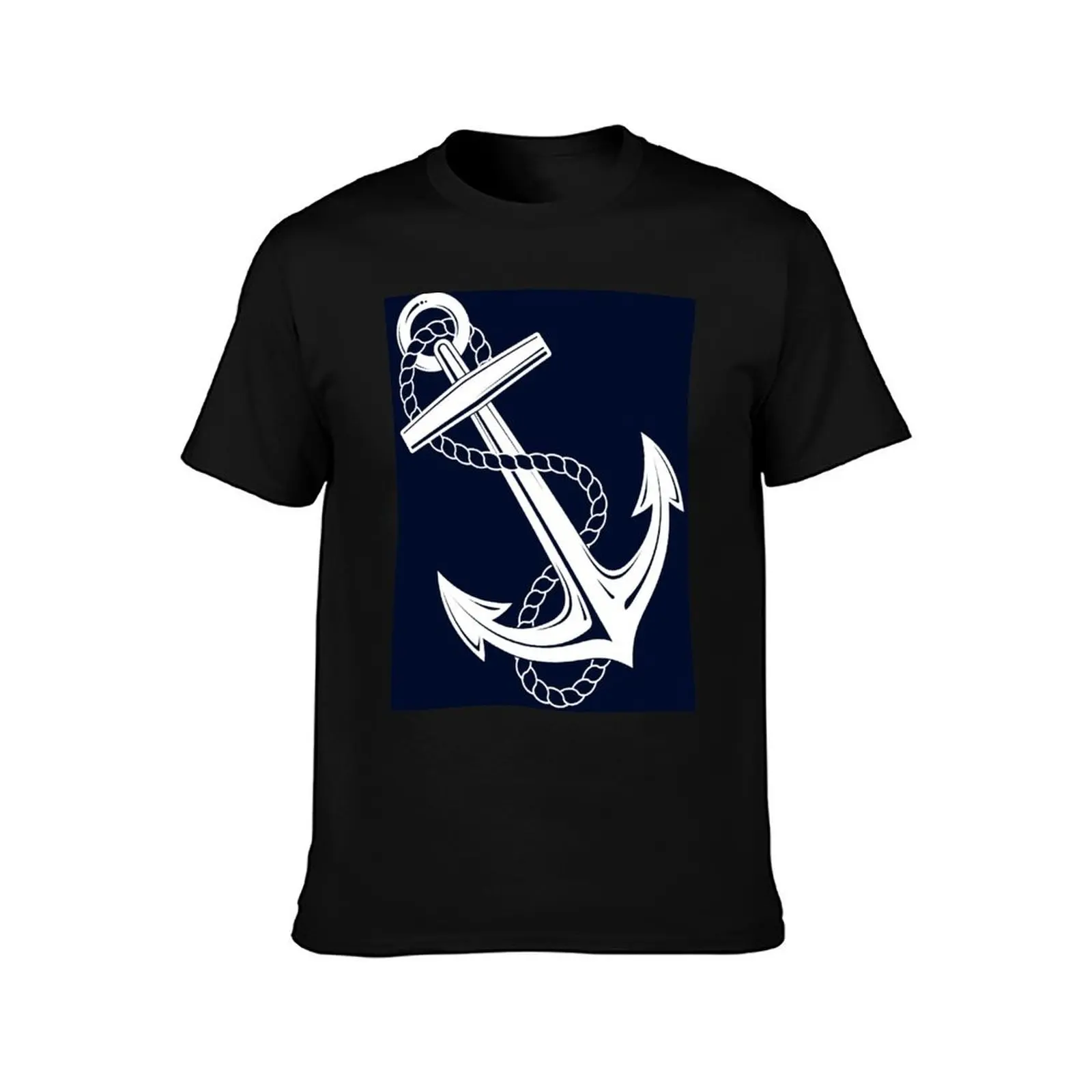 Anchor Nautical White & Navy T-Shirt graphic t shirt vintage customizeds funny gifts Personalized t-shirt Men's clothing